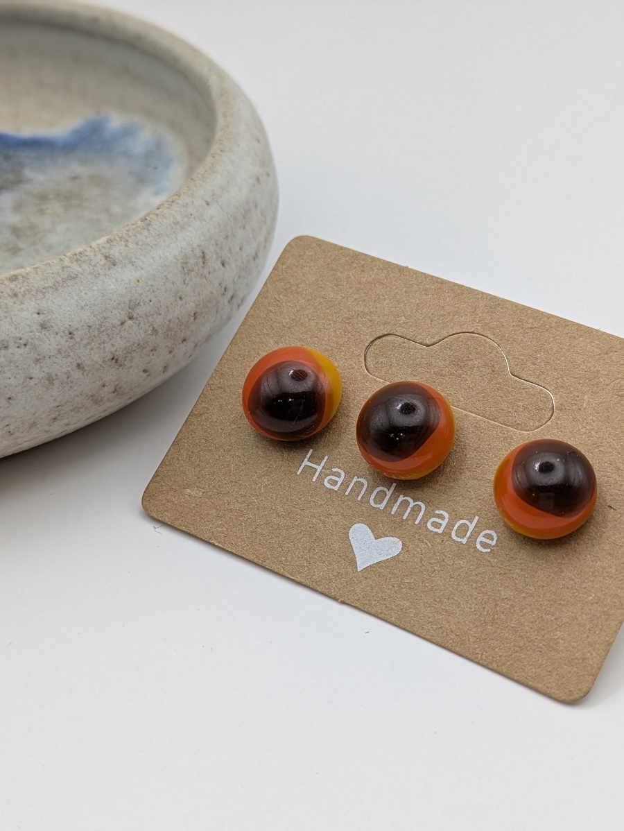3 way orange earrings