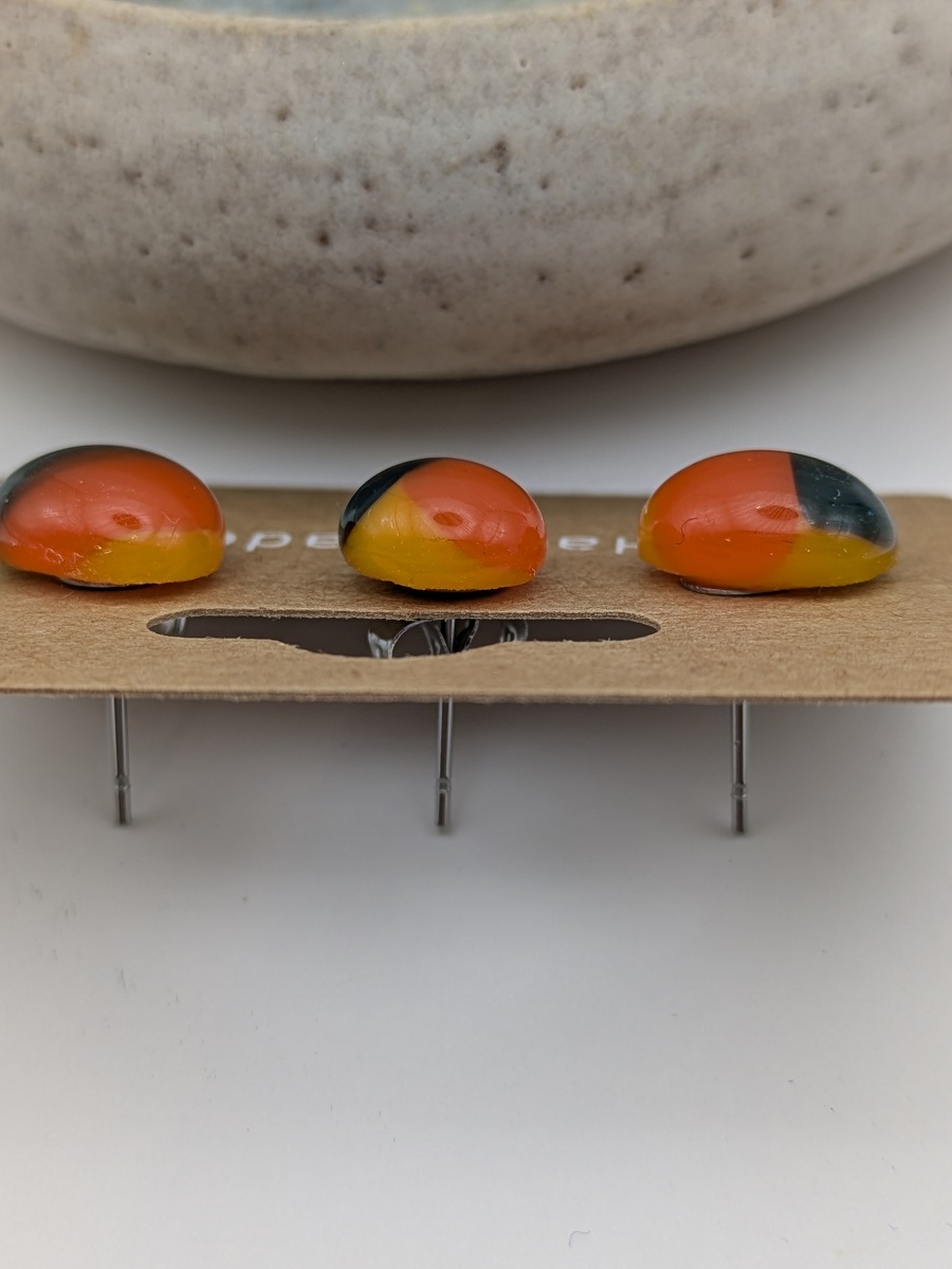 3 way orange earrings